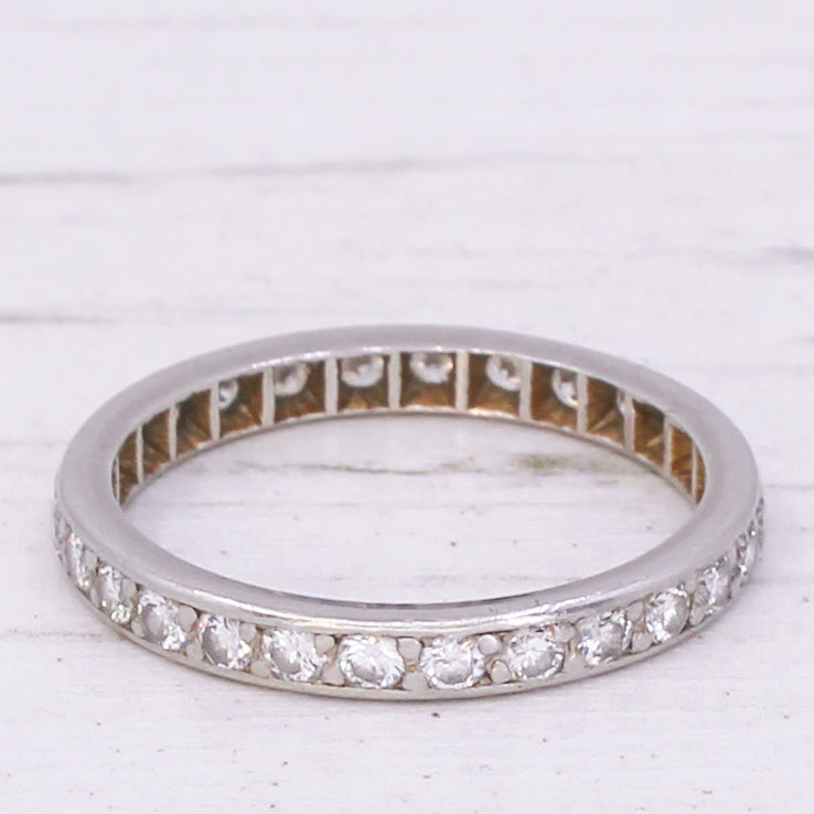 0.78 Carat Round Brilliant Cut Diamond Full Eternity Ring, Platinum, size N 1/2