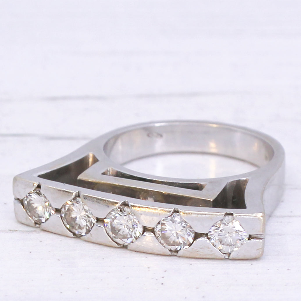 Vintage 0.80 Carat Brilliant Cut Diamond Five Stone Ring, circa 1970