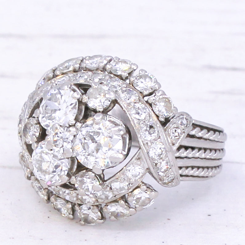 Vintage 2.94 Carat Diamond Bombé Ring, circa 1965