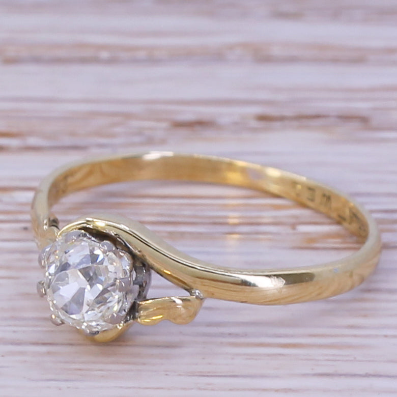 Edwardian 0.72 Carat Old Cut Diamond Solitaire Ring, circa 1910