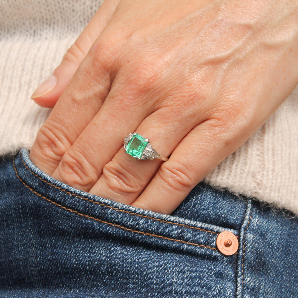 Art Deco Colombian emerald