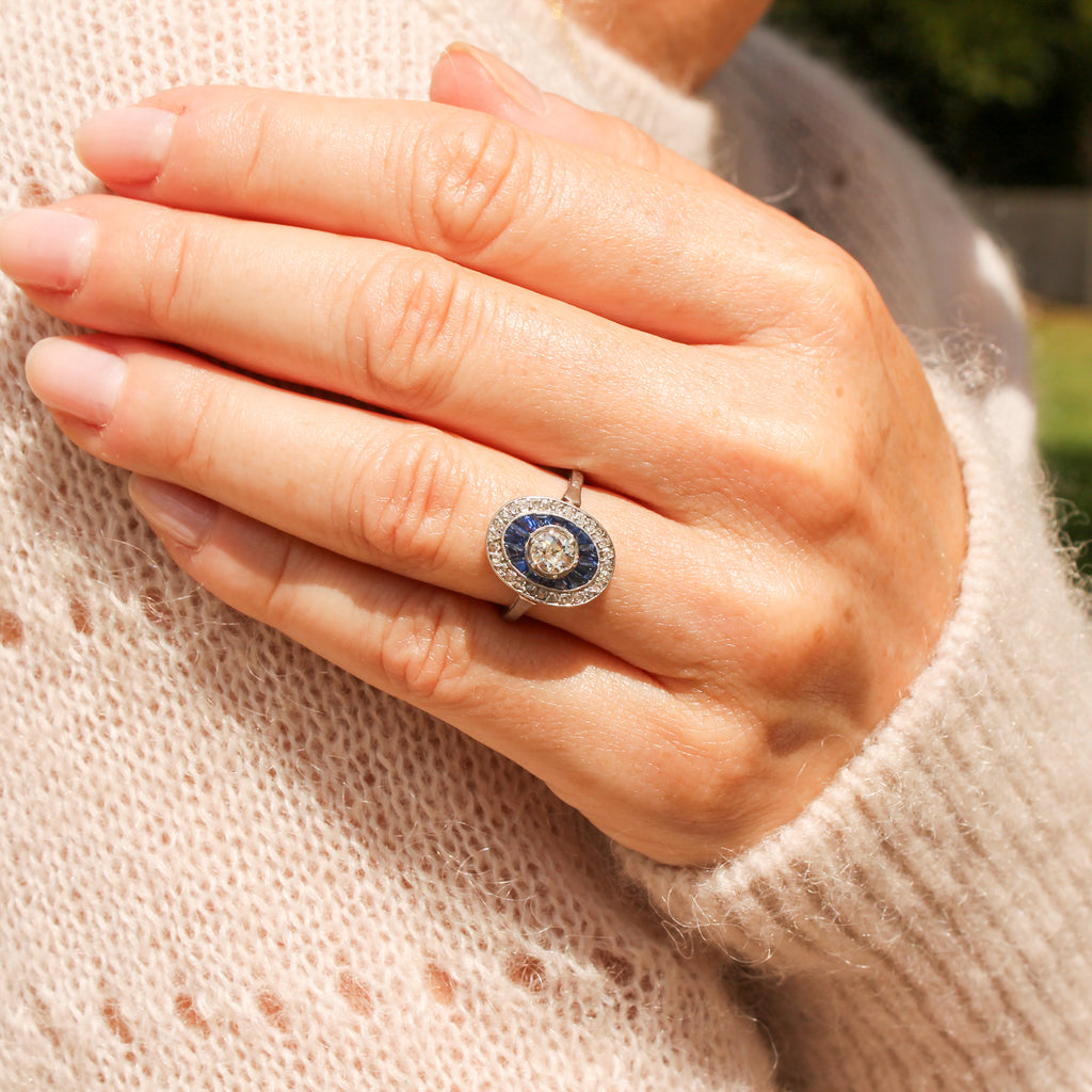 Art Deco diamond and sapphire ring