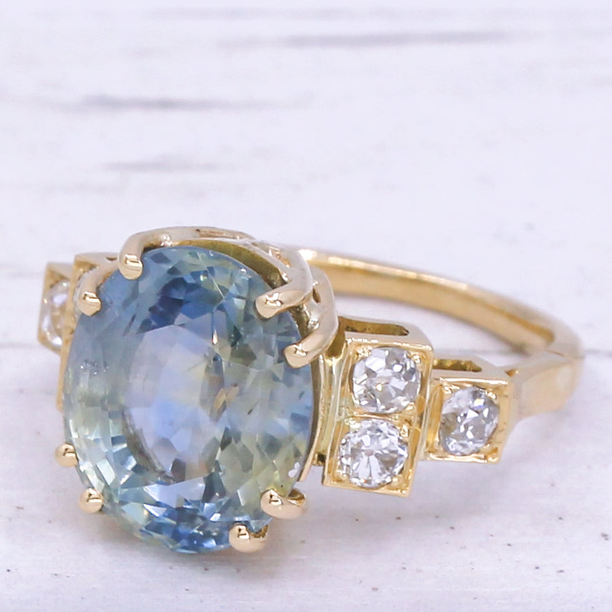 Mid Century 8.10 Carat Ceylon Sapphire Ring, circa 1960