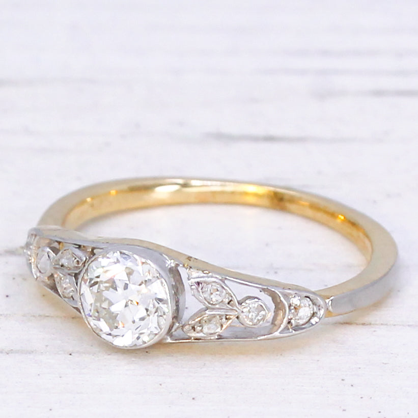 Antique 0.50 Carat Old European Cut Diamond Engagement Ring, circa 1915
