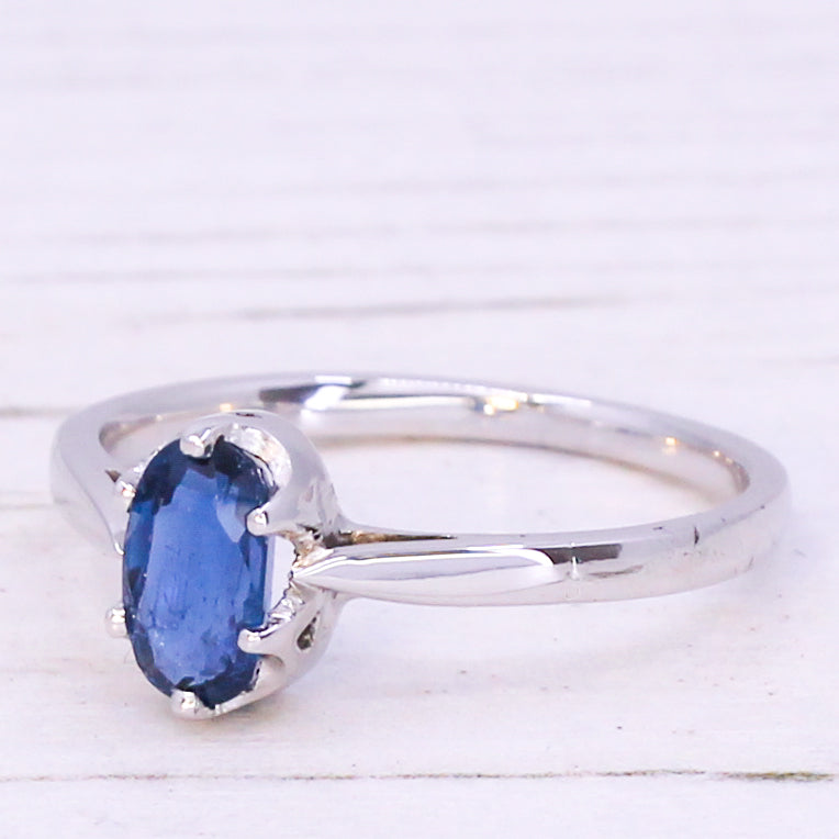 Mid Century 0.64 Carat Unheated Sapphire Solitaire Ring, 1960