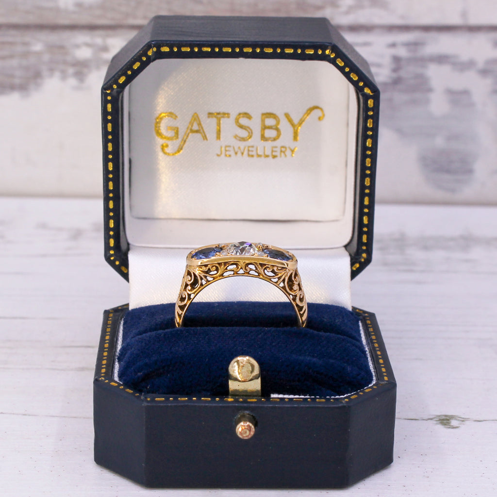 Art Nouveau sapphire and diamond ring