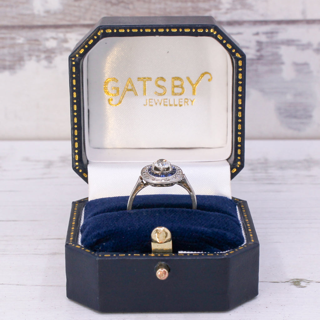 Art Deco diamond and sapphire ring