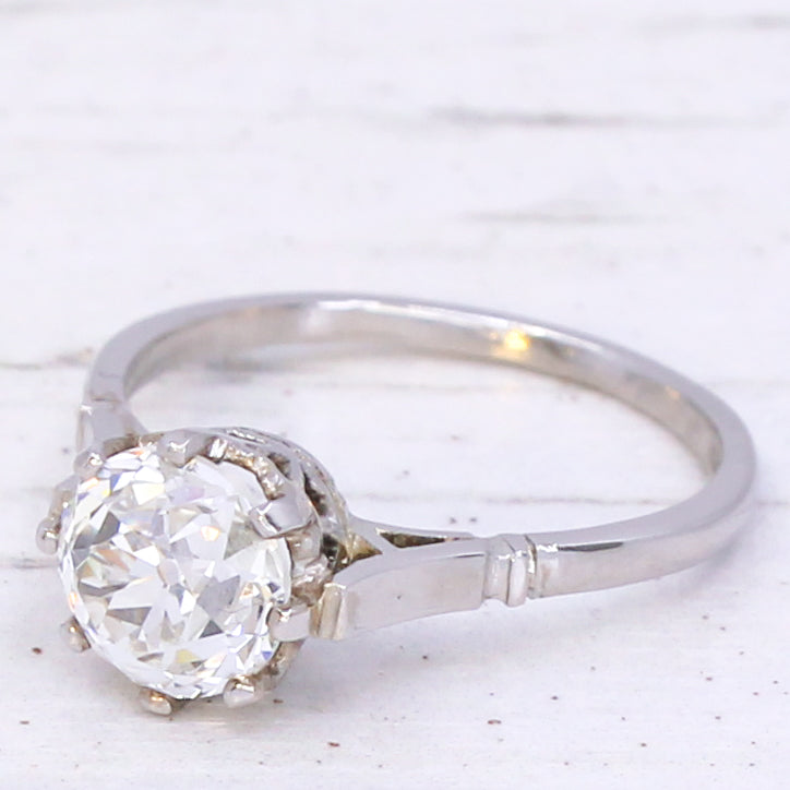 Art Deco 1.57 Carat Old Cut Diamond Engagement Ring, circa 1925