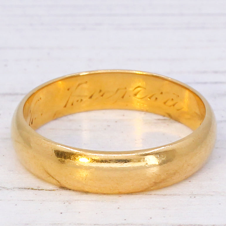 Vintage 18k Yellow Gold Wedding Band Ring, dated 1956