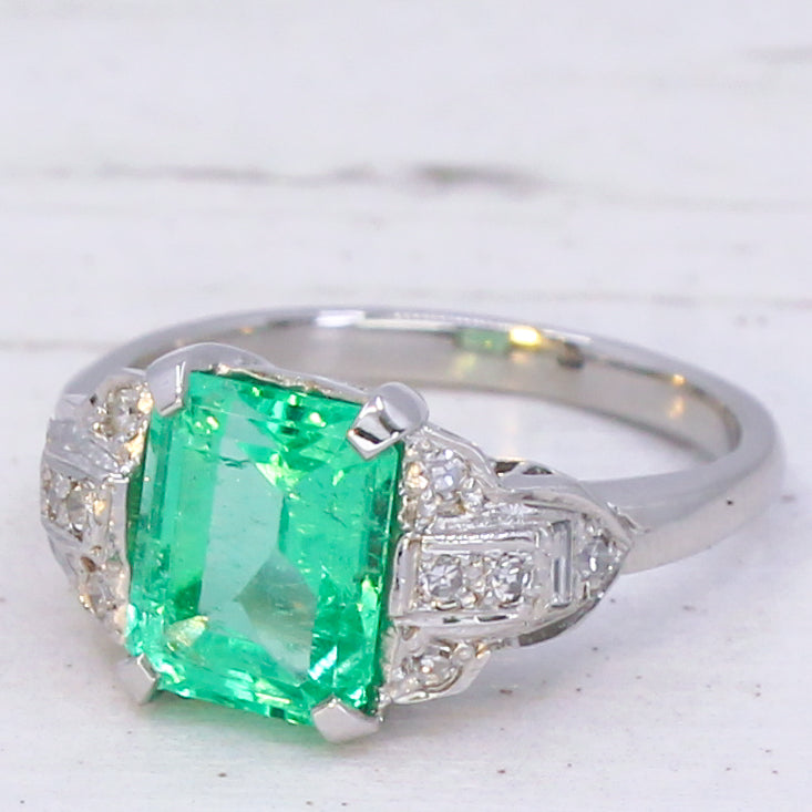 Art Deco Colombian emerald