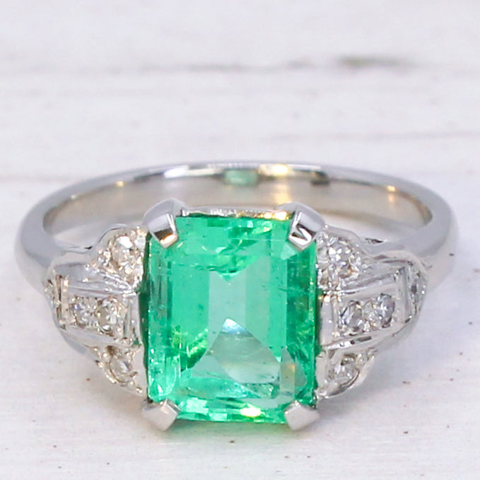 Art Deco Colombian emerald