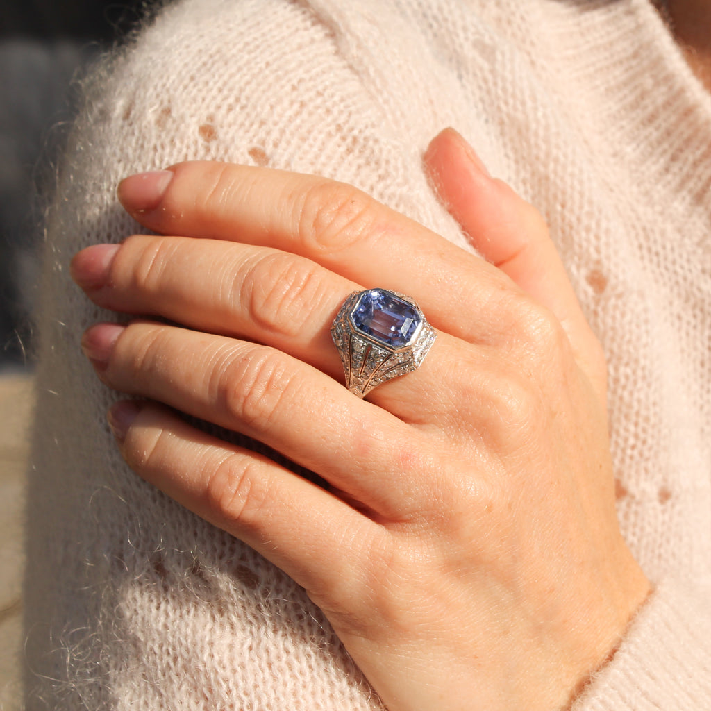 Art Deco 8.90 Carat Natural Ceylon Sapphire Ring, circa 1920 | Gatsby ...