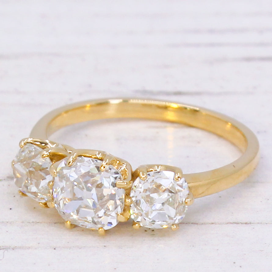 old cut three stone ring