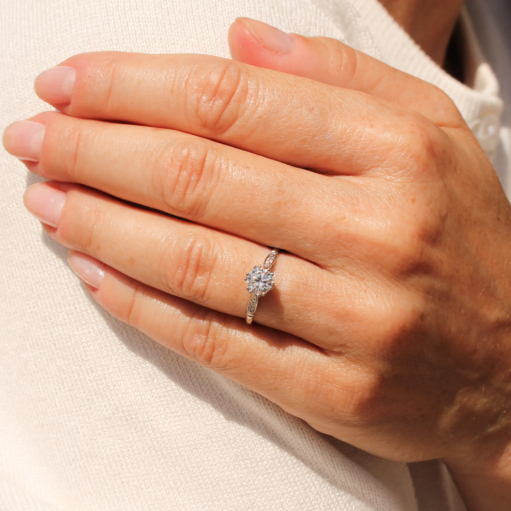 Transitional cut diamond engagement ring