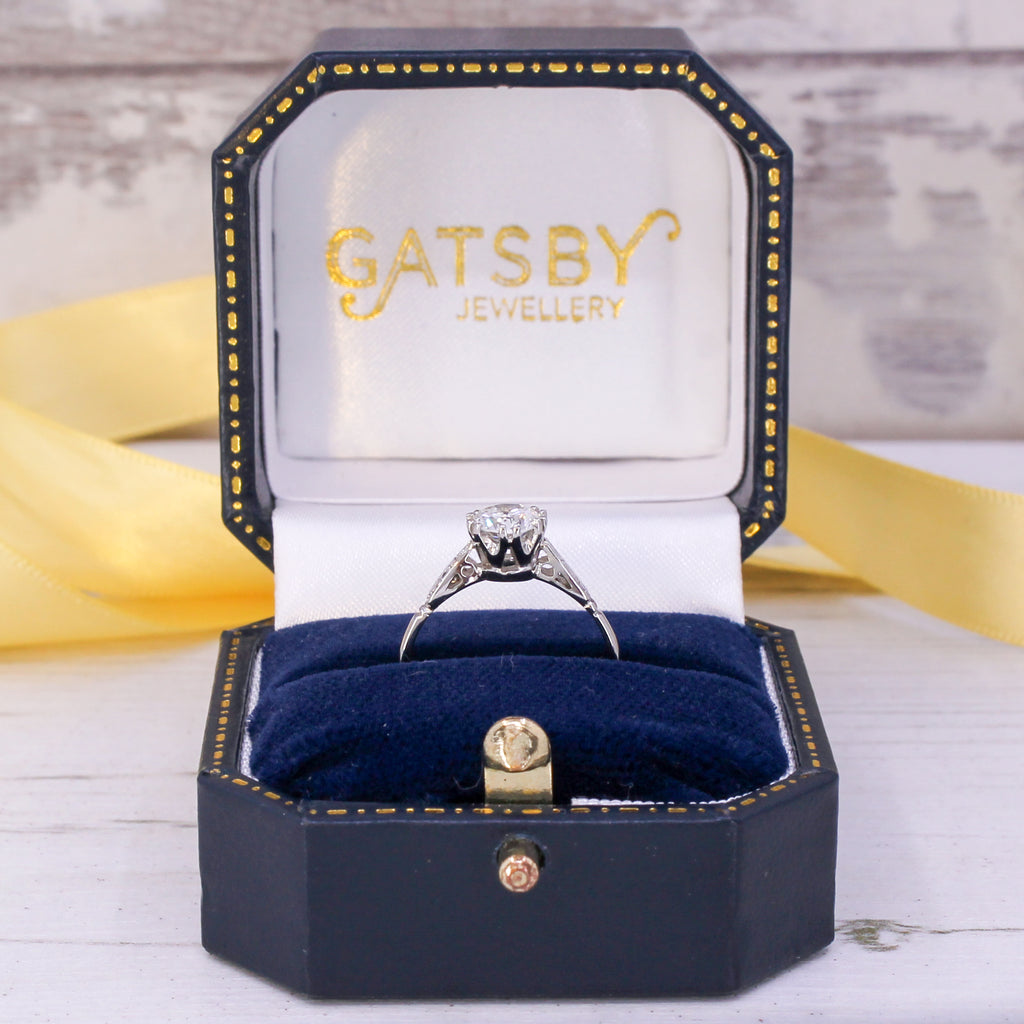 Transitional cut diamond engagement ring