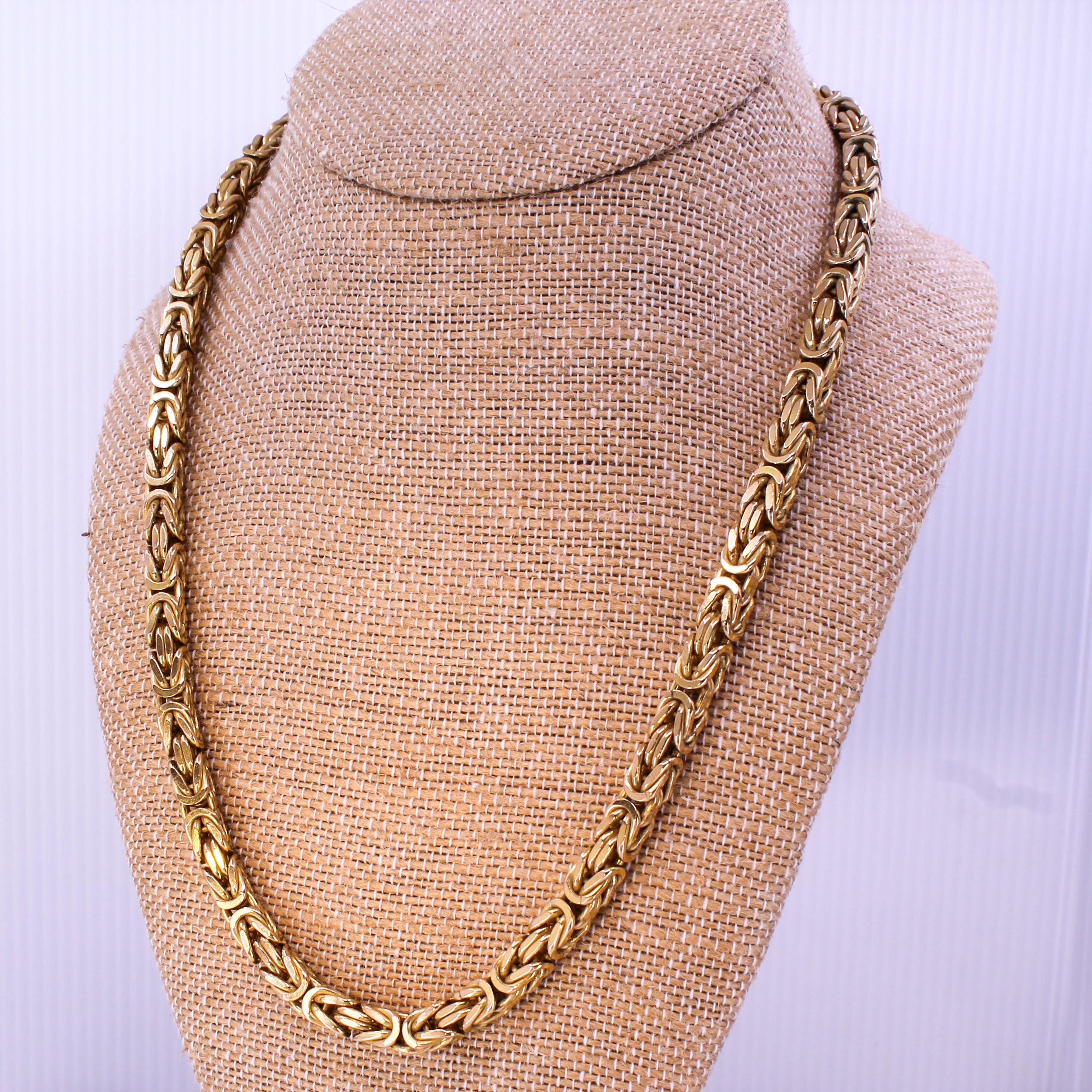 Late 20th Century Yellow Gold Byzantine Chain Necklace, 103 grams, dated 1996