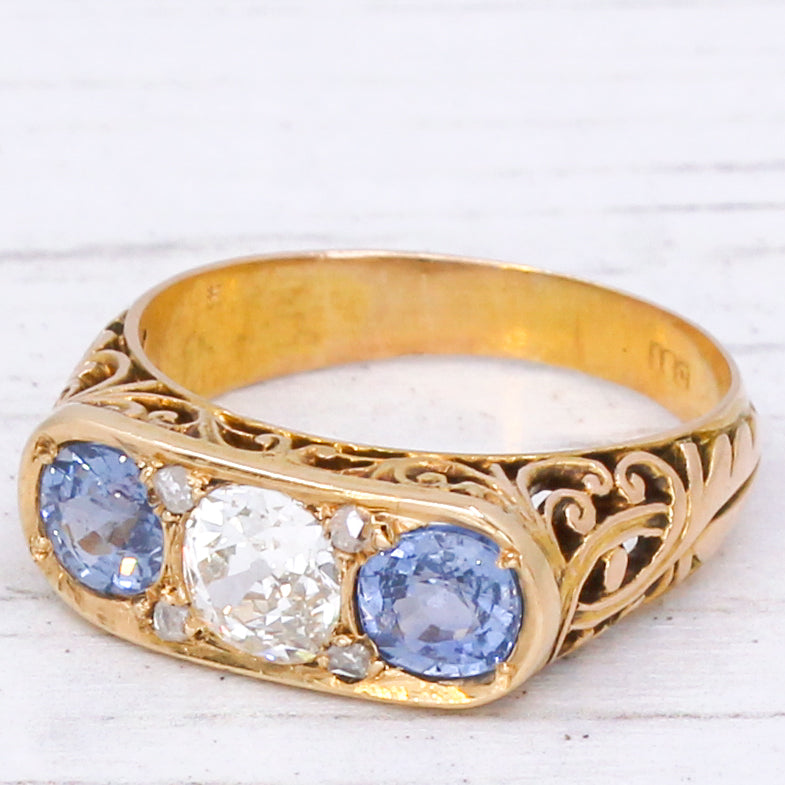 Art Nouveau sapphire and diamond ring