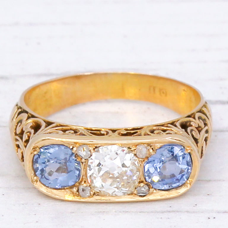 Art Nouveau sapphire and diamond ring