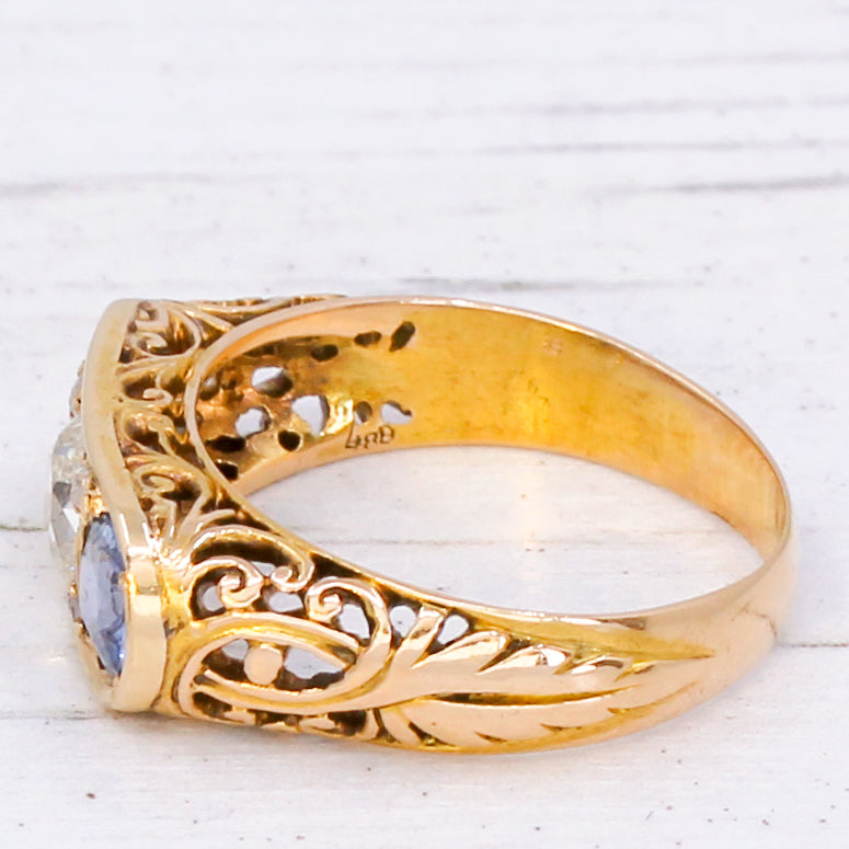 Art Nouveau sapphire and diamond ring