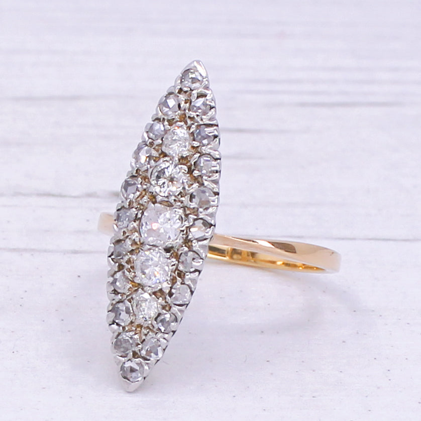 Mid Century 0.67 Carat Diamond Navette Ring, circa 1950