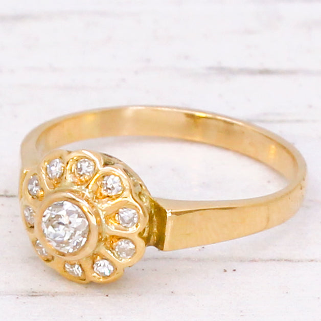Edwardian 0.31 Carat Old Cut Diamond Cluster Ring, circa 1910