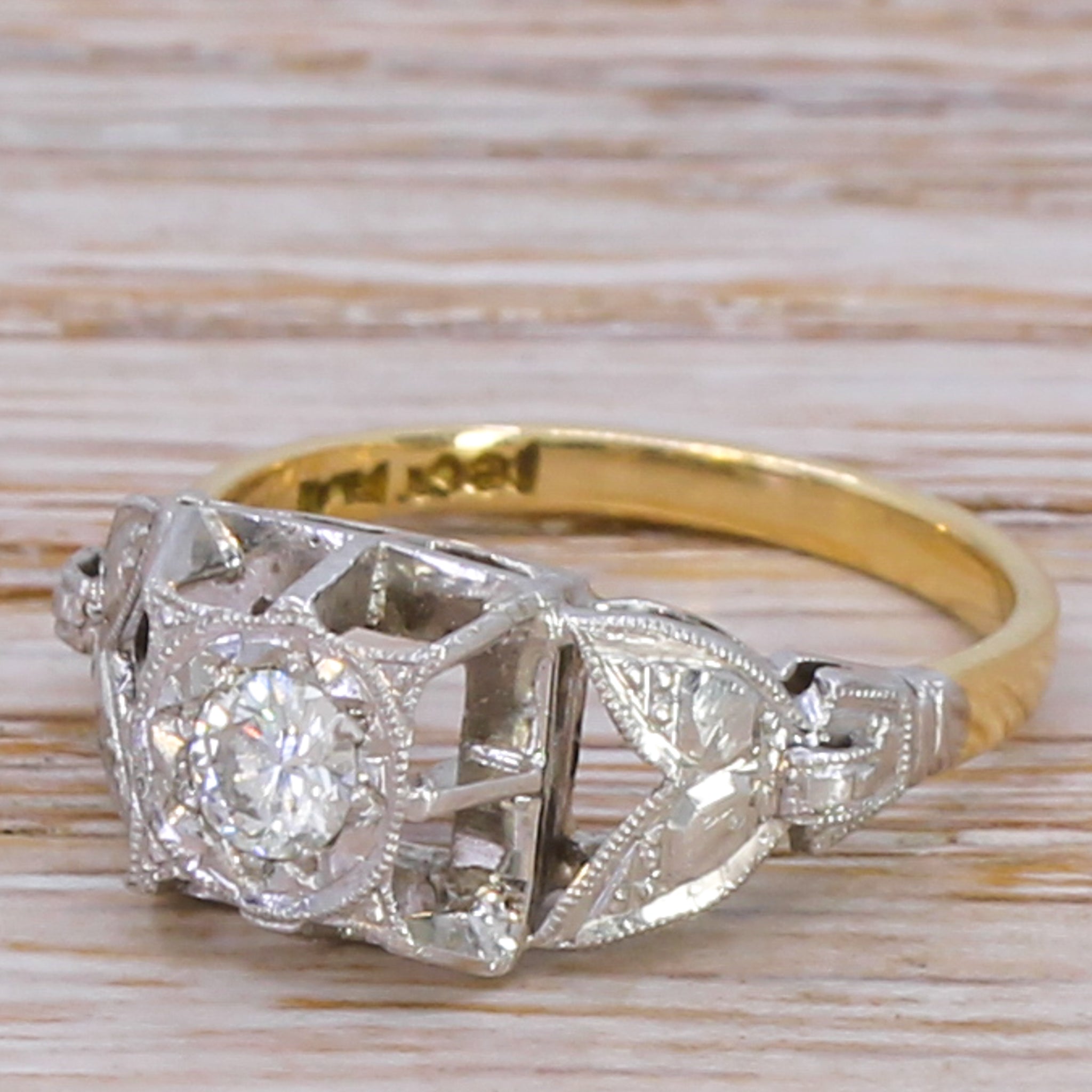 Mid Century 0.25 Carat Round Brilliant Cut Diamond Engagement Ring, circa 1950