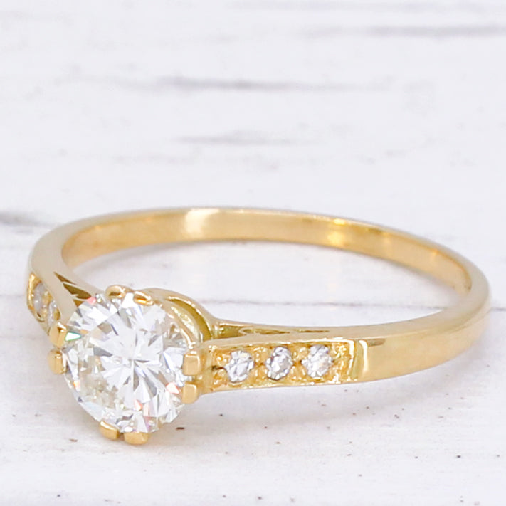 Vintage 0.66 Carat Transitional Cut Diamond Engagement Ring, circa 1950