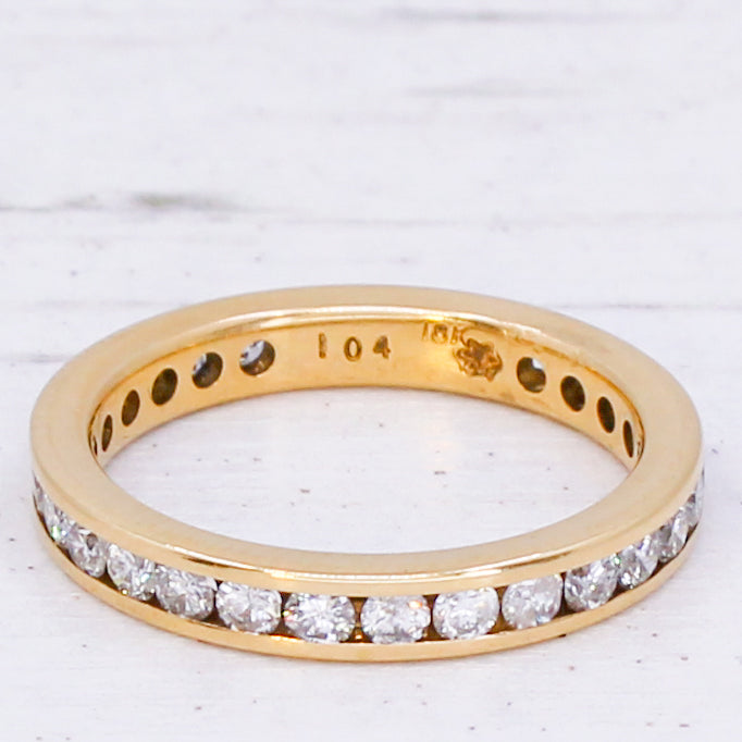 1.04 Carat Round Brilliant Cut Diamond Full Eternity Ring, 18k Yellow Gold, size L 1/2