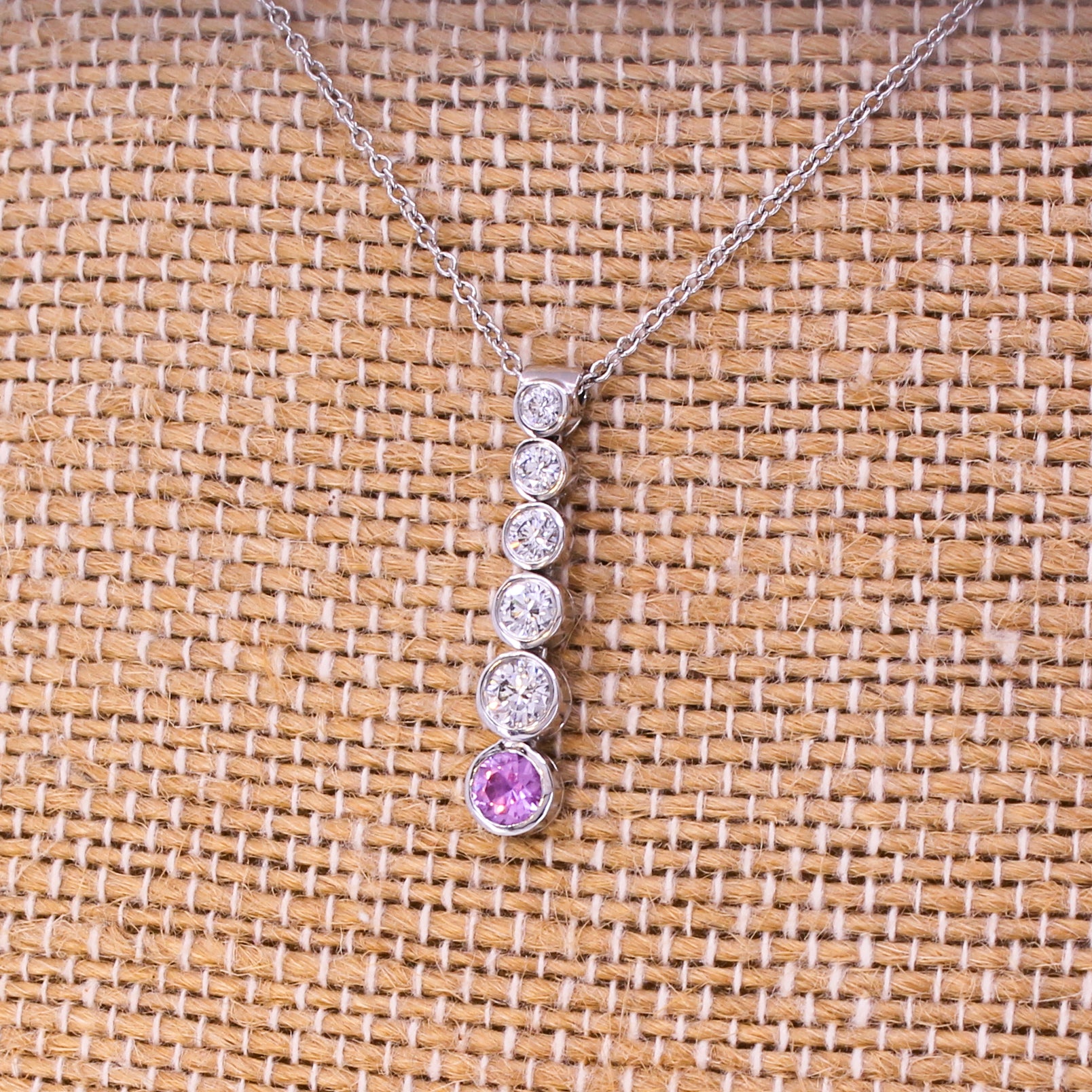 TIFFANY & CO Pink Sapphire & Diamond Jazz Pendant Necklace