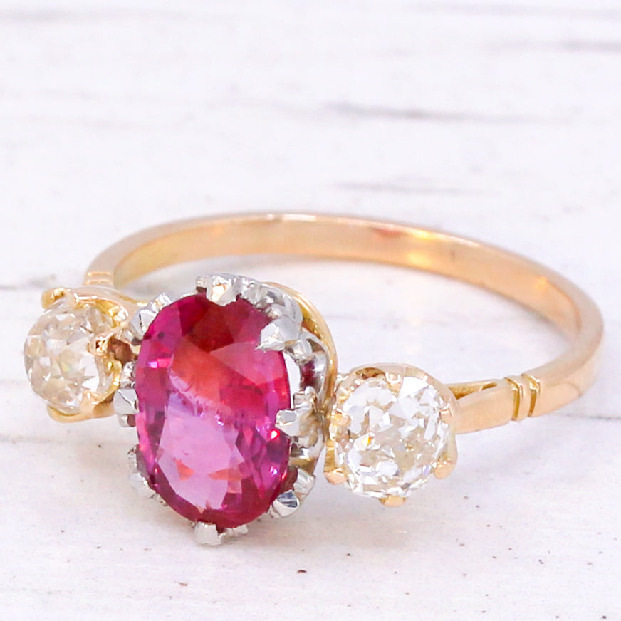 unheated ruby and diamond ring