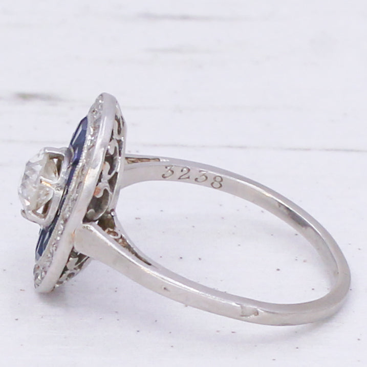 Art Deco diamond and sapphire ring