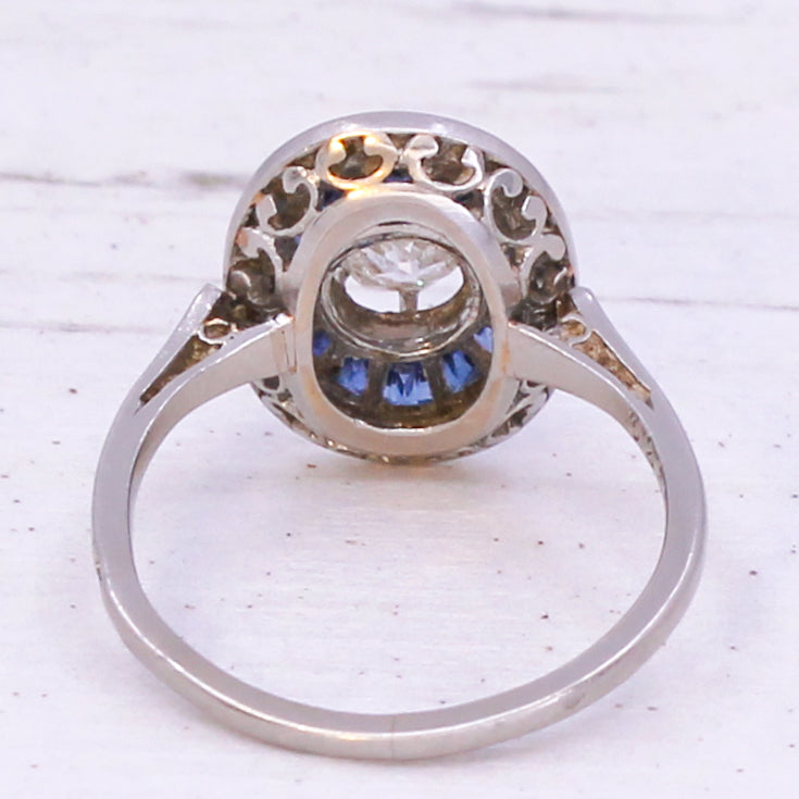 Art Deco diamond and sapphire ring