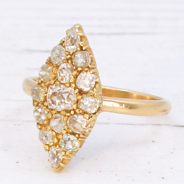 Victorian marquise cluster ring