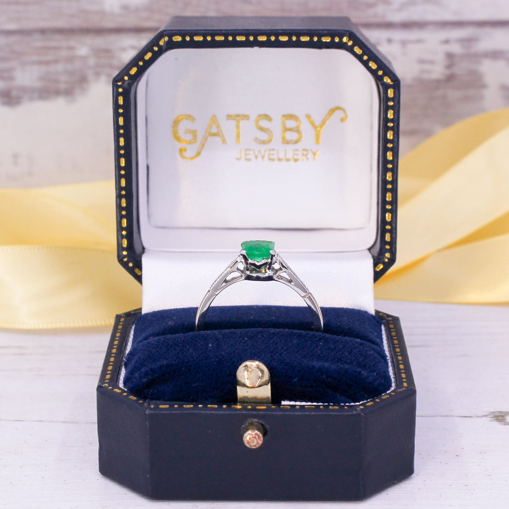 Colombian emerald engagement ring