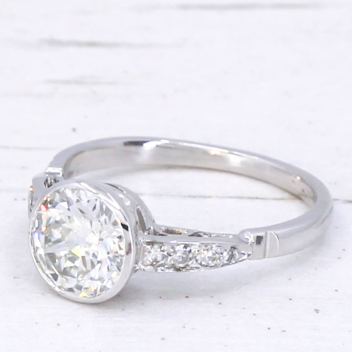 Vintage 1.19 Carat Round Brilliant Cut Diamond Engagement Ring, circa 1955