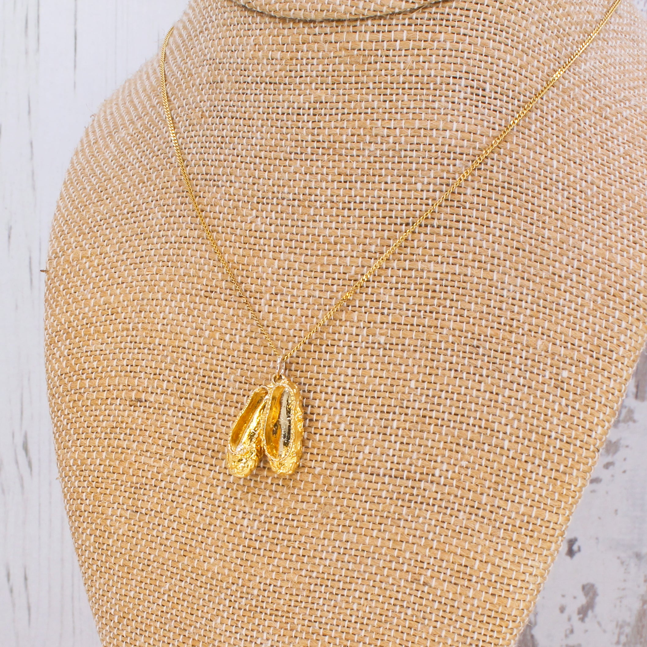 Vintage 9k Gold Ballet Shoes Charm / Pendant, dated 1976