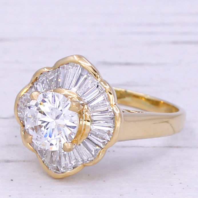 Mid Century 3.00 Carat Diamond Ballerina Ring, circa 1965