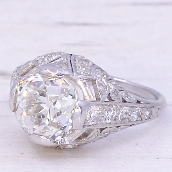 Art Deco 2.81 Carat Old European Cut Diamond Ring, circa 1920