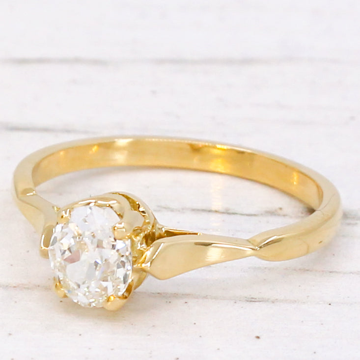 Vintage 0.64 Carat Old Oval Cut Diamond Engagement Ring, circa 1930