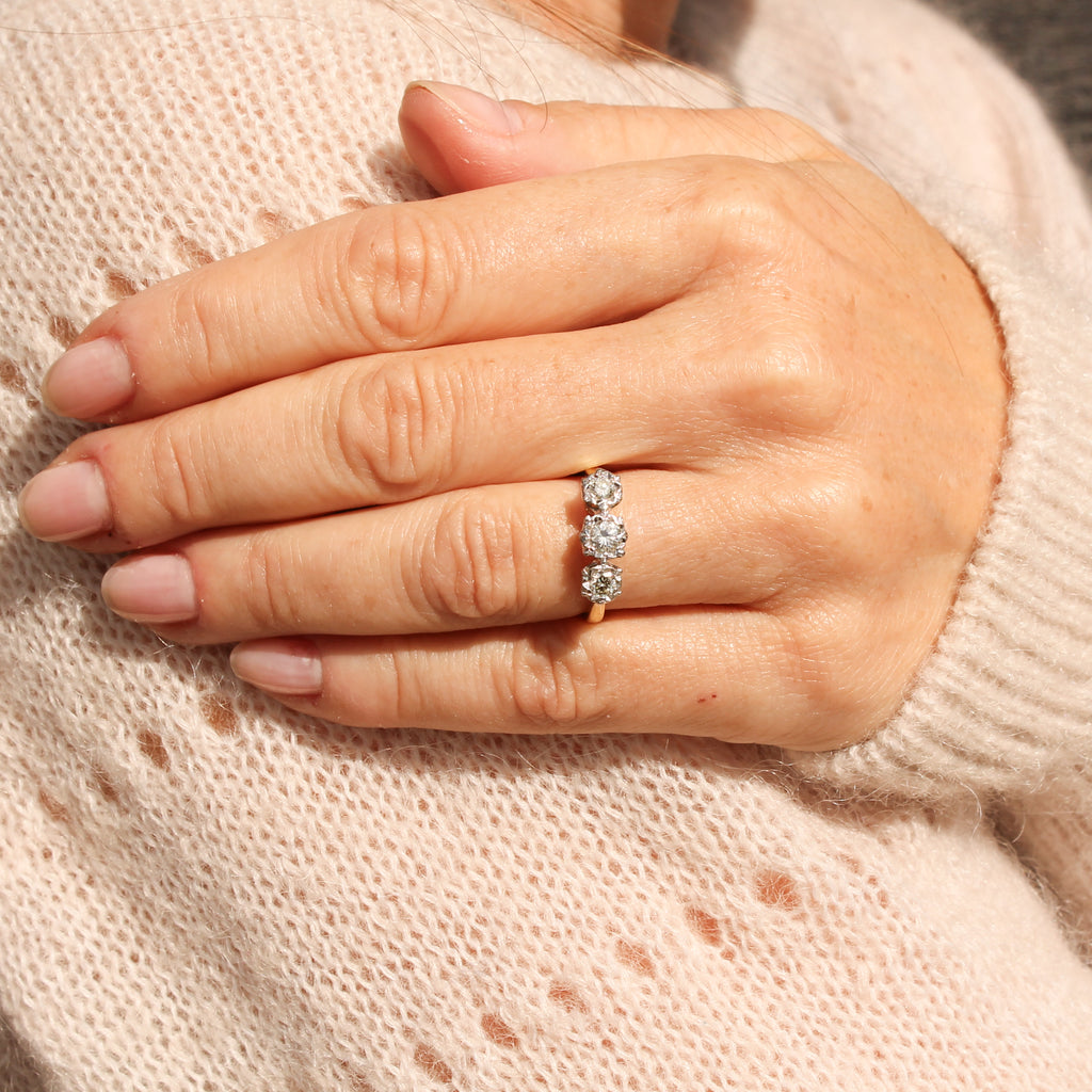 vintage diamond three stone ring