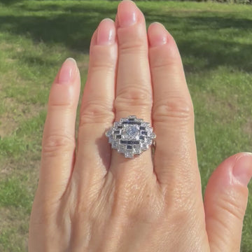 Art Deco diamond and sapphire ring