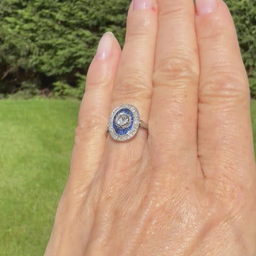 Art Deco diamond and sapphire ring