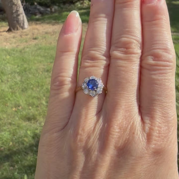 vintage sapphire and diamond cluster ring