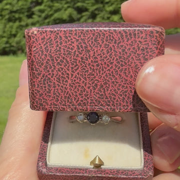 vintage sapphire & diamond 3 stone