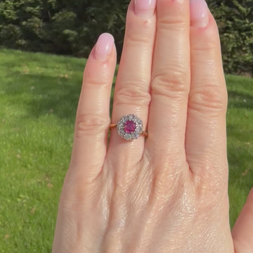 antique ruby cluster ring
