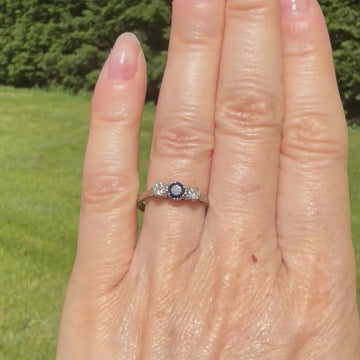 vintage sapphire & diamond 3 stone
