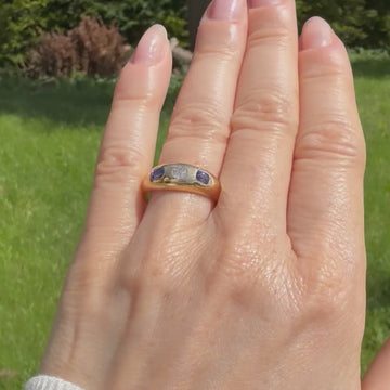 sapphire and diamond gypsy ring