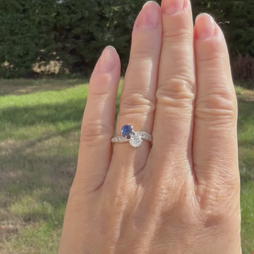 unheated sapphire & diamond toi et moi