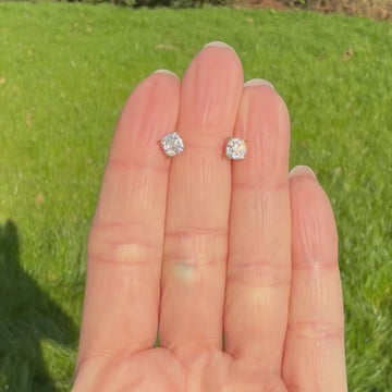 old mine cut diamond stud earrings
