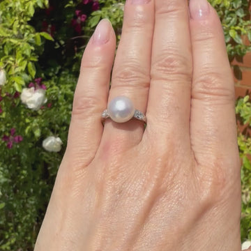 natural pearl solitaire ring
